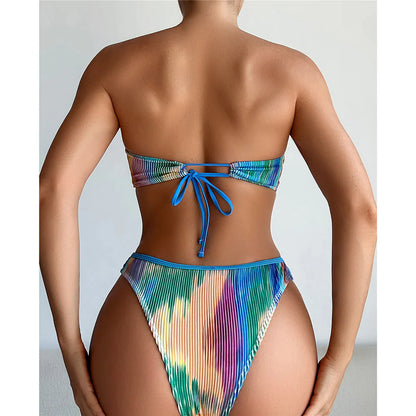 Andry® | Fargerik bandeau-bikini med ribbestrikk fra Brasil